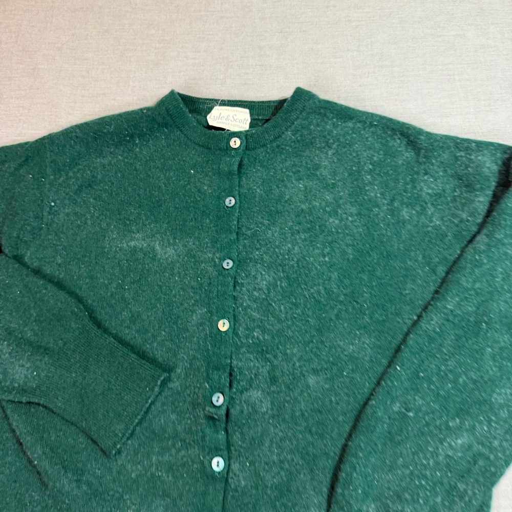 Lyle & Scott Cardigan Womens S Green Excellent 100% Pure Cashmere Scotland - Picture 6 of 8